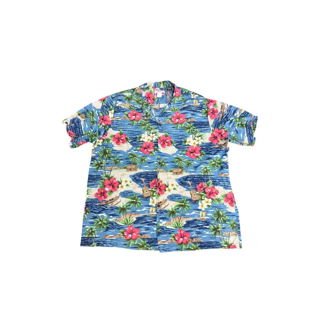 Vintage RJC Hawaiian tropical men’s camp shirt USA Hawaii made 2XL resort beach